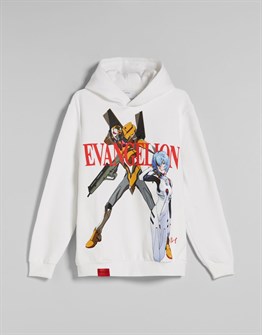 BRSK Karekter Kapişonlu  Sweat-Beyaz