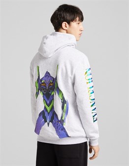 BRSK Karekter Kapişonlu  Sweat-Gri