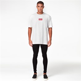Büyük Box Logolu Oversize  T shirt-Gri