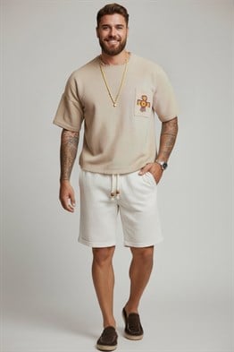 CARETTA KETEN TSHİRT-Bej