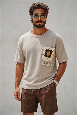 Carpet Etnik T-shirt-Krem