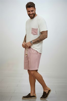 Cebi Çizgili T-shirt-Krem