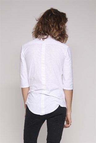 Cepli Gomlek Sweat-Beyaz