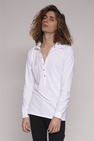 Cepli Gomlek Sweat-Beyaz