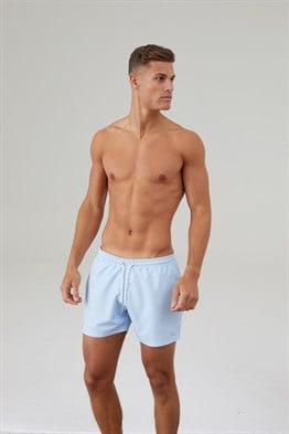 Cepli Pastel Deniz Şortu-Mavi Açık