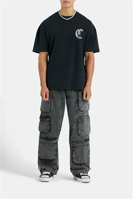 CHERUB GRAPHIC OVERSIZED T-SHIRT-Siyah