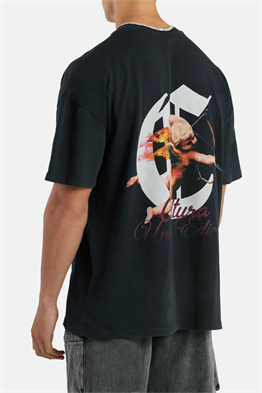 CHERUB GRAPHIC OVERSIZED T-SHIRT-Siyah