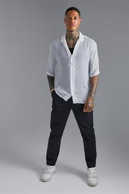 Chiffon Keten  Gömlek-Beyaz