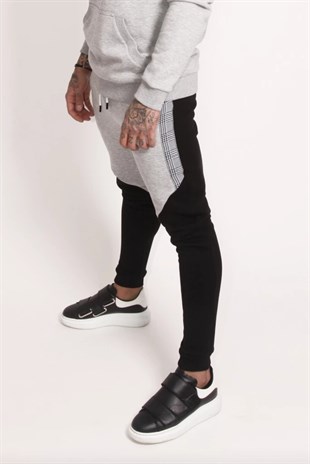 Çift Renk Slim Jogger-Siyah-Gri