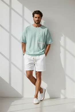 Çizgili T-shirt-Mavi Açık