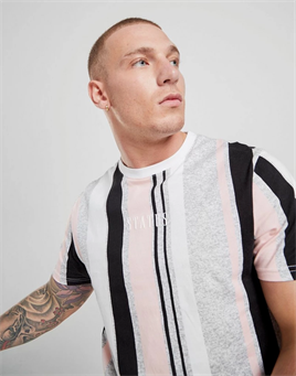 Dikey Çizgili  T Shirt-Pembe