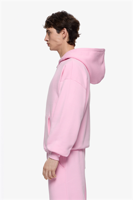 Fermuarlı Kapişonlu Sweat-Pembe