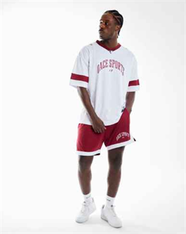 File Kumaş Spor   Oversize  T shirt-Bordo