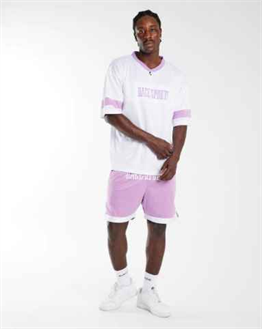 File Kumaş Spor   Oversize  T shirt-Lila Açık