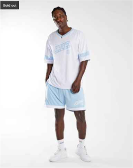 File Kumaş Spor Şort-Beyaz-Mavi