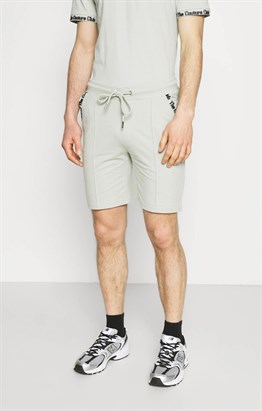 Flock Baskılı  Penye Şort-Yeşil