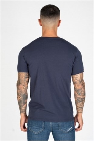 Göğsü Nakışlı T shirt-Lacivert