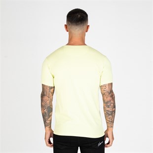 Göğsü Nakışlı T shirt-Neon-Sarı