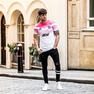 Göğüsü Logolu Long T shirt-Pembe