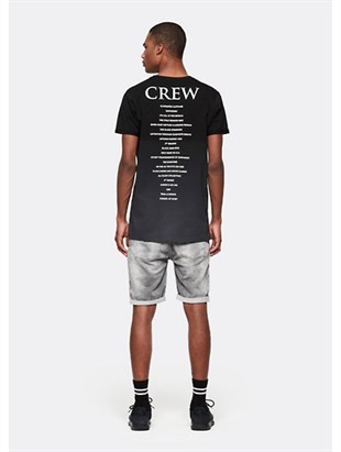 Gül Armalı Sırtı Yazılı T Shirt-Siyah