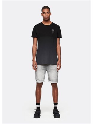 Gül Armalı Sırtı Yazılı T Shirt-Siyah