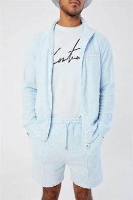 Havlu Soft  Kumaş Fermuarlı  Sweat-Mavi Açık