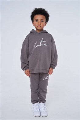 İmza Baskılı Çocuk Sweat-Kahve