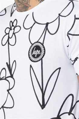 İnce Kumaş Baskılı T shirt-Beyaz