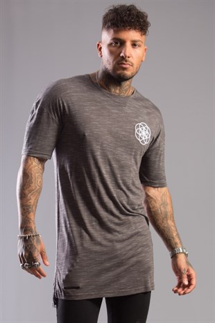 İnce Kumaş Marble T shirt-Antrasit