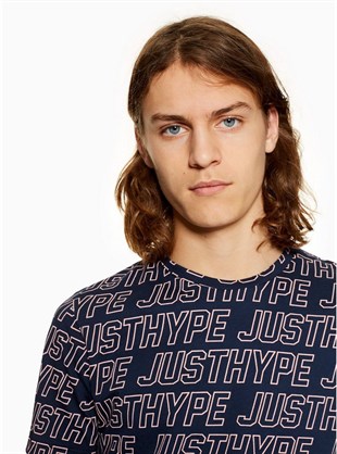 Just Hype Yazılı T shirt-Lacivert-Pembe