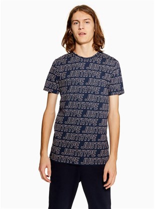 Just Hype Yazılı T shirt-Lacivert-Pembe