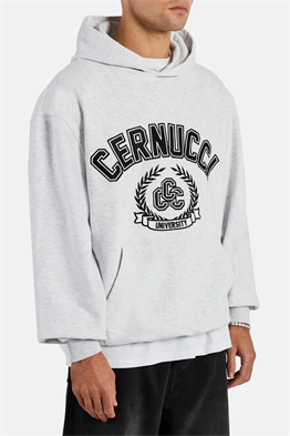 Kapşonlu Oversize Nakışlı Sweat-Gri