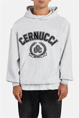 Kapşonlu Oversize Nakışlı Sweat-Gri