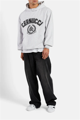 Kapşonlu Oversize Nakışlı Sweat-Gri