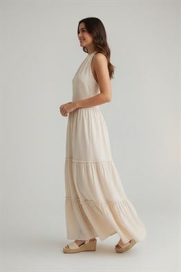 Keten  Elbise-Krem