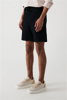 Keten Şort-Siyah