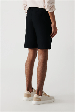 Keten Şort-Siyah