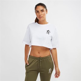 Kısa  Crop  BAsic T Shirt-Beyaz