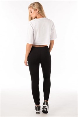 Kısa  Crop  BAsic T Shirt-Beyaz