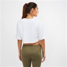 Kısa  Crop  BAsic T Shirt-Beyaz