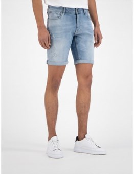 Likralı Jean Şort-Mavi Açık