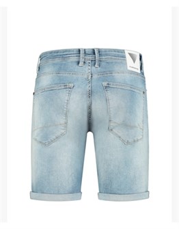 Likralı Jean Şort-Mavi Açık