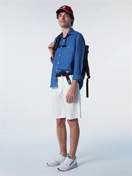 likralı Organik Koton   Şort-Beyaz