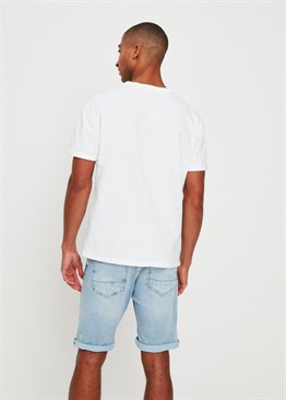 Likralı Soft Kumaş Jean Şort-Buz Mavisi