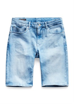 Likralı Soft Kumaş Jean Şort-Buz Mavisi