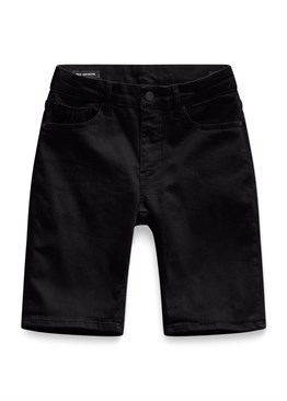 Likralı Soft Kumaş Jean Şort-Siyah
