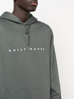 Logo Baskılı Regular  Kapişonlu Sweat-Yeşil