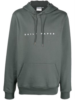 Logo Baskılı Regular  Kapişonlu Sweat-Yeşil