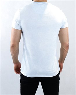 Logolu Basic T shirt-Mavi Açık