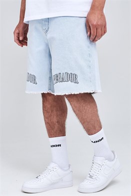 Logolu Burton Jean Şort-Mavi Açık